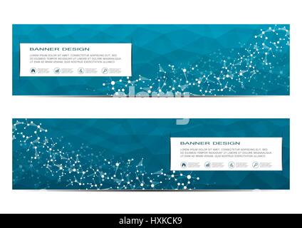 Ensemble de bannières scientifiques modernes. La structure de la molécule ADN et les neurones. Résumé fond. La médecine, de la science, de la technologie, des affaires, des calibres de site web. Scalable Vector Graphics. Illustration de Vecteur