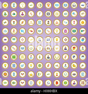 100 équipe réussie icons set dans un style cartoon Illustration de Vecteur