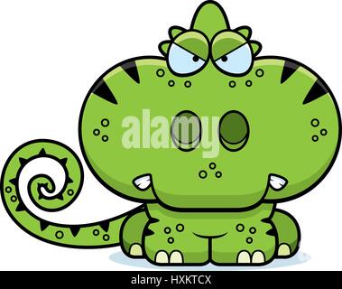 Illustration d'une caricature d'un caméléon avec une expression de colère. Illustration de Vecteur