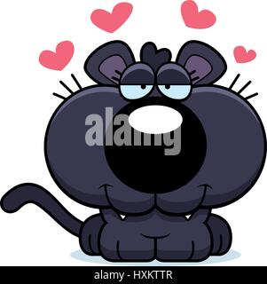 Un dessin animé panther mini avec une expression dans l'amour. Illustration de Vecteur