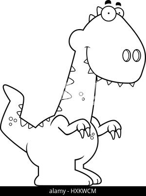 Un cartoon illustration d'un dinosaure en souriant. Illustration de Vecteur