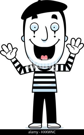 Un cartoon illustration d'un mime en souriant. Illustration de Vecteur