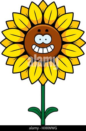 Illustration d'une caricature d'un tournesol à heureux. Illustration de Vecteur