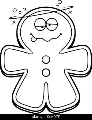 Une illustration d'un cartoon Gingerbread Man à la Bu. Illustration de Vecteur