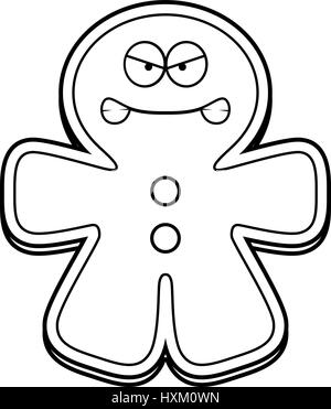 Une illustration d'un cartoon Gingerbread Man à la colère. Illustration de Vecteur