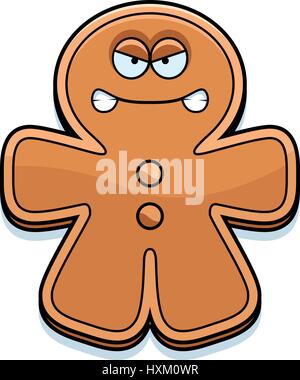 Une illustration d'un cartoon Gingerbread Man à la colère. Illustration de Vecteur