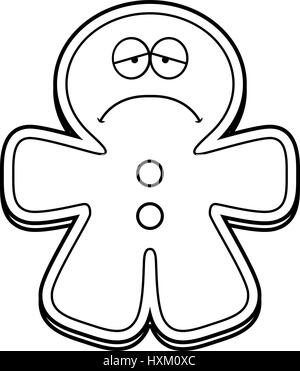 Une illustration d'un cartoon Gingerbread Man à la triste. Illustration de Vecteur