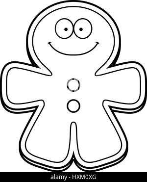 Une illustration d'un cartoon gingerbread man à heureux. Illustration de Vecteur