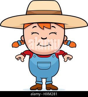 Illustration d'une caricature d'une fille farmer standing and smiling. Illustration de Vecteur