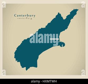Carte moderne - Canterbury NZ Illustration de Vecteur