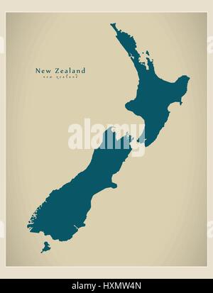 Carte moderne - Nouvelle-Zélande NZ Illustration de Vecteur