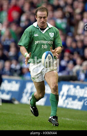 DENIS HICKIE & IRLANDE LEINSTER RU ÉDIMBOURG MURRAYFIELD 20 Février 2003 Banque D'Images