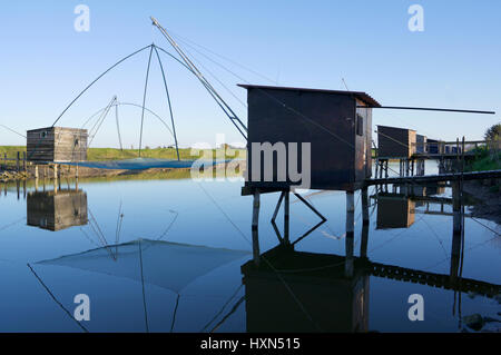 Cabanes de pêcheurs à la barre de Monts, France Banque D'Images