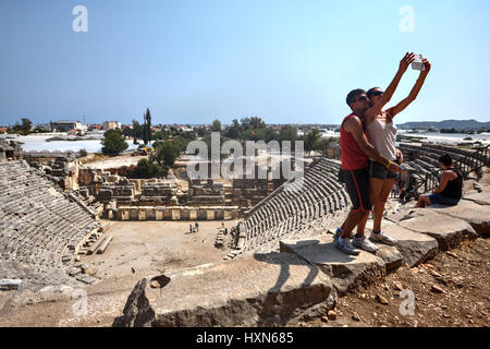 Demre, Antalya, Turquie - 28 août 2014 : Théâtre Romain, Xanthos, UNESCO World Heritage Site, la Lycie, la Turquie. Banque D'Images
