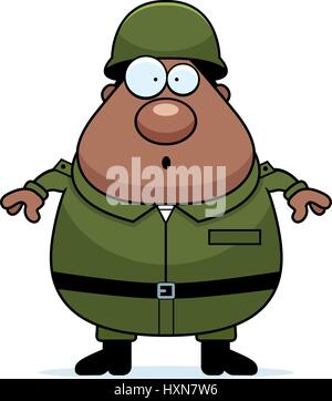 Illustration d'une caricature d'un soldat de l'armée américaine à la surprise. Illustration de Vecteur