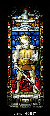 Saint George sur le vitrail de All Saints' Anglican Church, Rome, Italie Banque D'Images