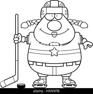 Illustration d'une caricature d'un joueur de hockey en souriant. Illustration de Vecteur