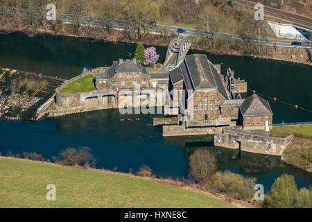 Centrale hydroélectrique d'exécution, station hydroélectrique Hohenstein, centrale électrique de la Ruhr, l'expressionnisme d'architectes Edmund Körner, utilitaire électrique, floweri Banque D'Images