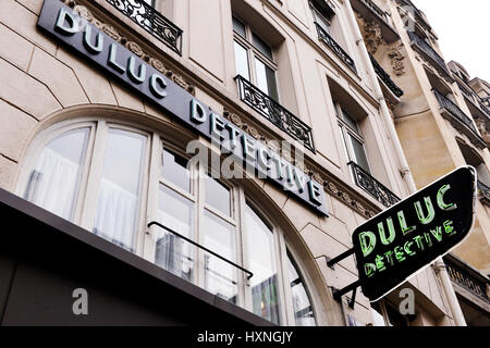 Agence de détectives privés Duluc, Paris, France Banque D'Images