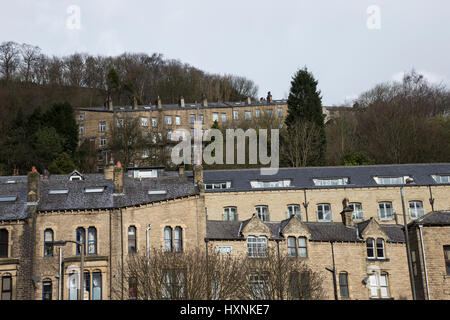 Voir des maisons en terrasse au Yorkshire Banque D'Images