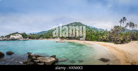 Vue panoramique de la plage à Cabo San Juan - Parc National Naturel de Tayrona, Colombie Banque D'Images