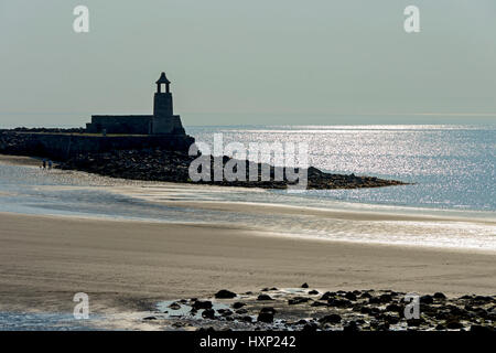 Le clocher à la fin de la chaussée à Port Logan, Dumfries et Galloway, Écosse, Royaume-Uni Banque D'Images