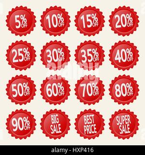 Red discount autocollants Illustration de Vecteur