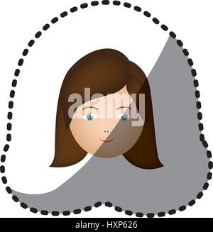 Cartoon coloré autocollant femme heureux visage humain Illustration de Vecteur