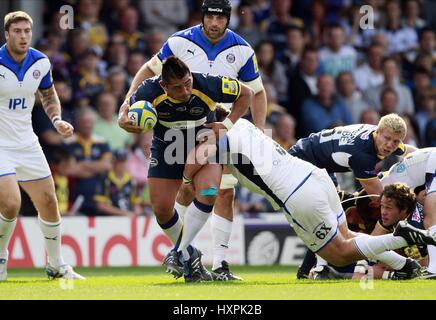 MIGUEL ALONSO DAVID WILSON DE LEEDS CARNEGIE V BAIGNOIRE R LEEDS CARNEGIE V BATH RUGBY ANGLETERRE LEEDS CARNEGIE HEADINGLEY 05 Septembre Banque D'Images