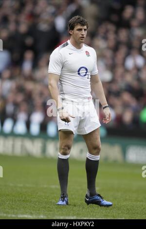 TOM WOOD ANGLETERRE NORTHAMPTON SAINTS ANGLETERRE & TWICKENHAM MIDDLESEX ANGLETERRE Northampton Saints 13 Mars 2011 Banque D'Images