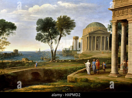 Paysage avec Énée à Délos Claude Lorrain , Claude Gellée, 1604/1605-1682) Claude Lorrain , Claude Gellée, 1604/1605-1682) France Français française ( Procris a été tué accidentellement par son mari cephalus. Dans une version de l'histoire elle a été ramené à la vie par la déesse Diane. Ici la déesse réconcilie le couple et les avertit des dangers de la jalousie et l'infidélité. ) Banque D'Images