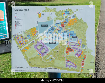 Carte du campus au Royal Holloway (Université de Londres), Egham Hill, Egham, Surrey, Angleterre, Royaume-Uni Banque D'Images