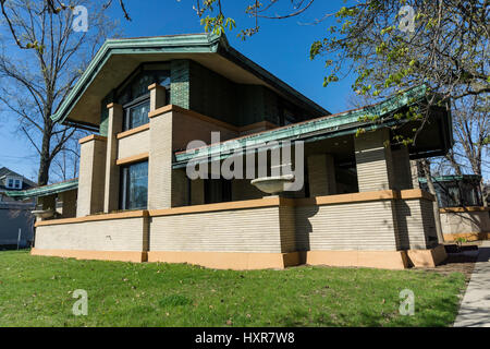 Frank Lloyd Wright conçu accueil Dana-Thomas à Springfield, IL. Banque D'Images