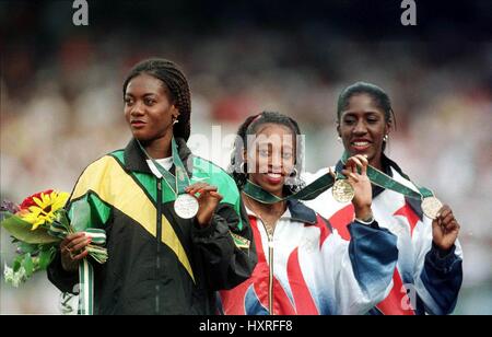 GAIL DEVERS & MELENE OTTY 100 MÈTRES ATLANTA 1996 01 août 1996 Banque D'Images