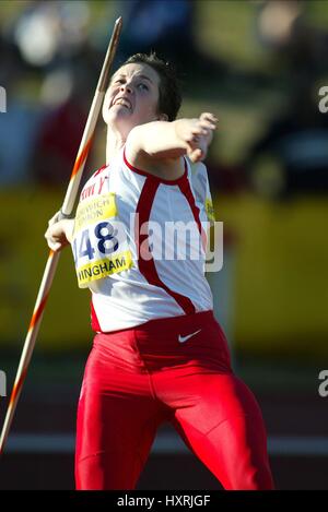 KELLY MORGAN JAVELIN ALEXANDER STADIUM BIRMINGHAM ENGLAND 14 Juillet 2002 Banque D'Images