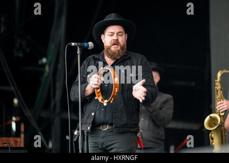 Nathaniel Rateliff & la nuit Sue effectue le jour 3 du T in the Park Festival à Strathallan Château sur Juillet 10, 2016 à Perth, en Écosse. Banque D'Images