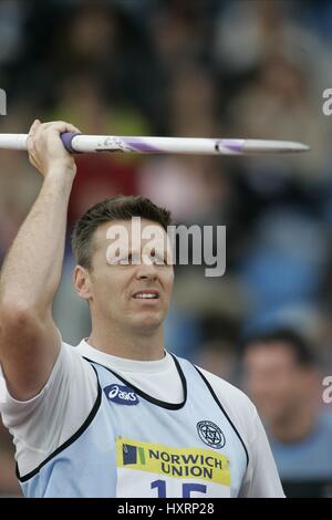 STEVE BACKLEY JAVELIN MANCHESTER REGIONAL ARENA 11 Juillet 2004 Banque D'Images