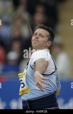 STEVE BACKLEY JAVELIN MANCHESTER REGIONAL ARENA 11 Juillet 2004 Banque D'Images