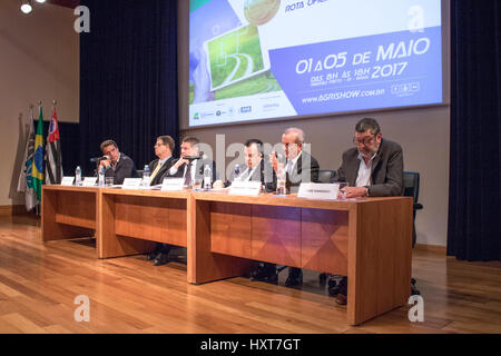 Sao Paulo, SP, BRÉSIL. 06Th Sep 2017. Conférence de presse pour le lancement de l'Agrishow 2017, au siège de l'ABIMAQ, Association brésilienne des industries de la machinerie et de l'Avenue, en direction Jabaquara, au sud de Sao Paulo, SP Crédit : Alf Ribeiro/Alamy Live News Banque D'Images