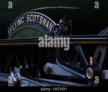 Howarth, UK. 30 mars 2017. Flying Scotsman repose la nuit avant de ré-ouverture de la régler à Carlisle. La ligne a été fermée 9 février 2016 à la suite d'un glissement de terrain. Des réparations ont coûté £23M Crédit : Graham Eva/Alamy Live News Banque D'Images