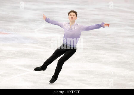 Misha Ge (UZB), 30 mars 2017 - Patinage Artistique : Misha ge d'Ouzbékistan effectue au cours de l'ISU World Figure Skating Championship 2017 le programme court à un aréna Hartwall à Helsinki, en Finlande. (Photo par Enrico Calderoni/AFLO) Banque D'Images