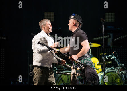 Ian Brown de The Stone Roses manchettes la scène principale le jour 1 du T in the Park Festival à Strathallan château le 08 juillet 2016 à Perth, en Écosse. Banque D'Images