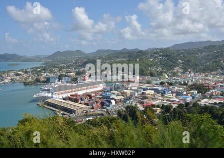 CASTRIES Sainte-lucie Caraïbes : 19 Janvier 2015 : Avec Vue Sur Ville de Castries, capitale de Sainte-Lucie Banque D'Images