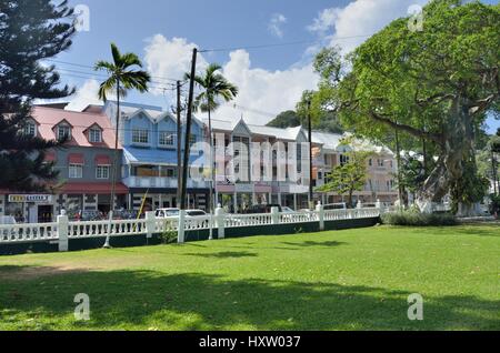 CASTRIES Sainte-lucie CARAÏBES 19 Janvier 2015 : rangée de bâtiments gouvernementaux près de Town Square Banque D'Images