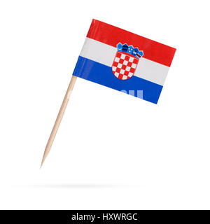 Drapeau miniature papier la Croatie. Pointeur drapeau croate isolé sur fond blanc. Avec ombre ci-dessous Banque D'Images