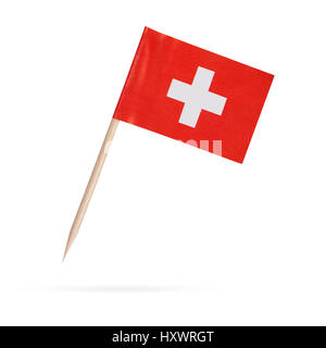 Miniature papier drapeau suisse La Suisse. Drapeau suisse isolé sur fond blanc. Avec ombre ci-dessous Banque D'Images