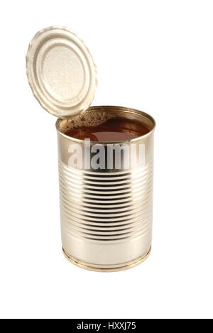 Le métal peut ouvrir sur un fond gris clair Banque D'Images