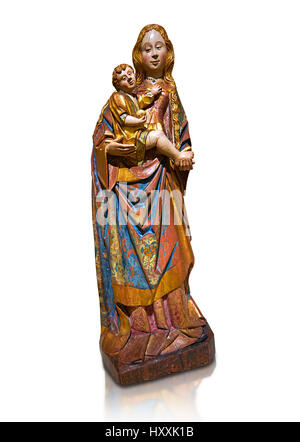 Statue gothique de la Vierge à l'enfant par le Cercle de Gil de Siloé c.1500, probablement de Castella. MNAC Inv 64028. Musée national d'Art Catalan Banque D'Images