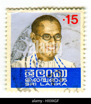 GOMEL, BÉLARUS, 30 mars 2017, de timbres en Sri Lanka montre image de la Solomon West Ridgeway Dias Bandaranaike, a été le quatrième premier ministre de Banque D'Images