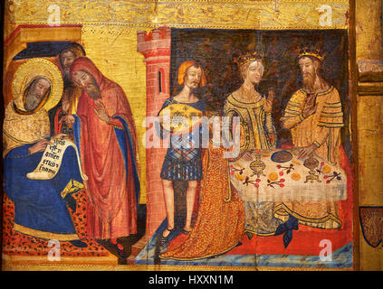 Panneau peint gothique Retable des Saints John par le maître de Santa Coloma de Queralt. Circa 1356. MNAC inv no : 004351-TCMA Banque D'Images